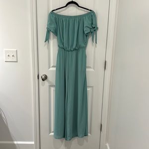 Off the shoulder Sea foam green jumpsuit